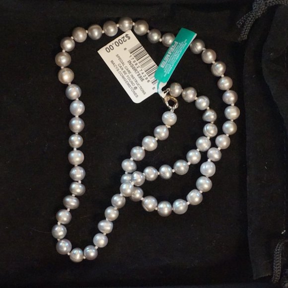 NWT EFFY Gray Freshwater Pearl Necklace Silver clasp - Picture 2 of 8